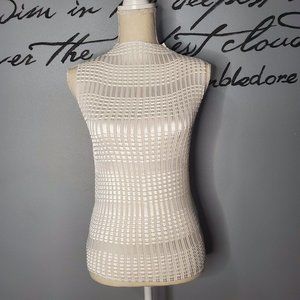 Sleeveless Shiny White Stretch Top from e k designs, L